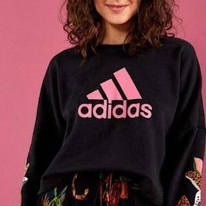 Adidas Women's Black Sweatshirt with Pink Logo
